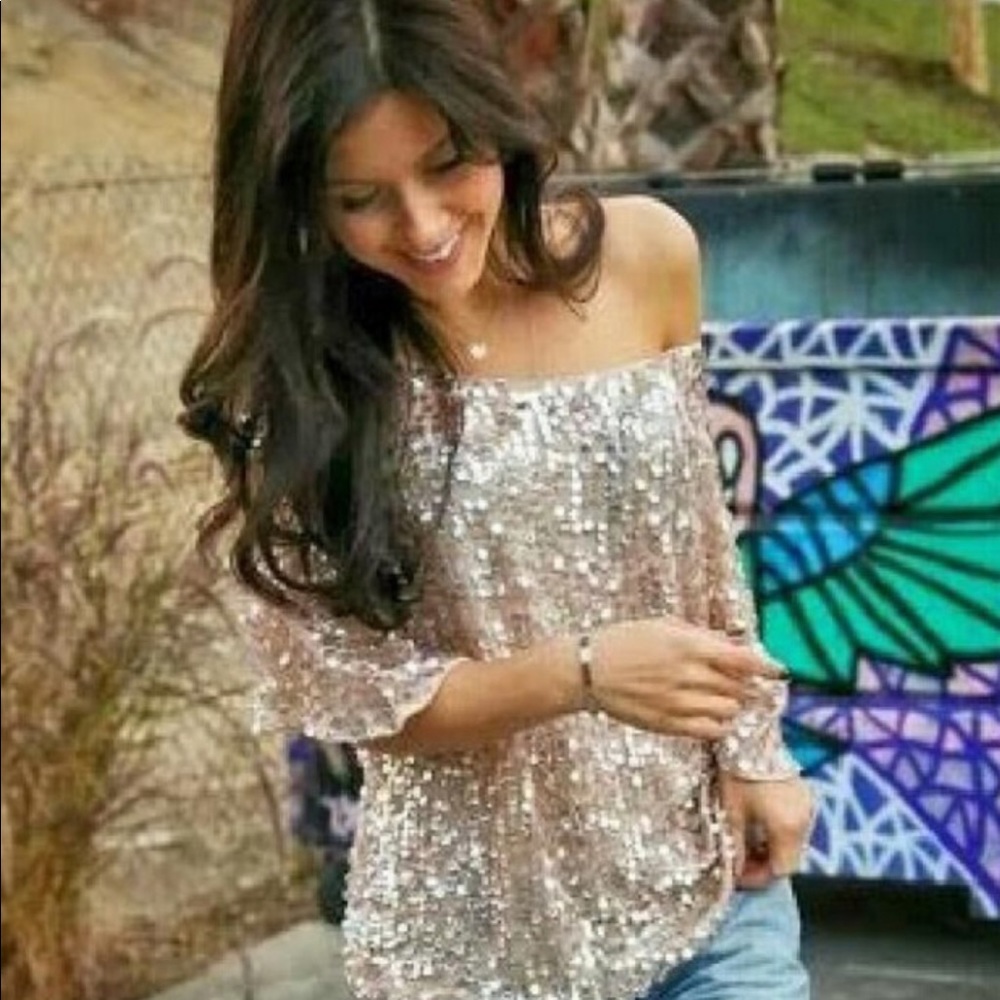 Pink sequins top